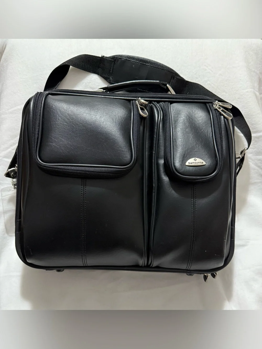 Samsonite Black Business Briefcase Laptop Bag Travel Organizer Faux Leather